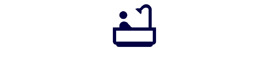 Icon of a person relaxing in a hot tub.
